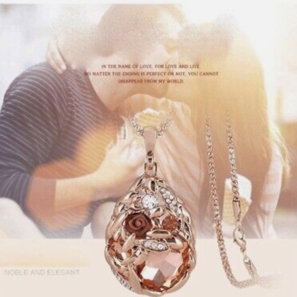 Minagoo Water-Drop Pendant Rose Flower Rhinestone - Picture 2 of 6